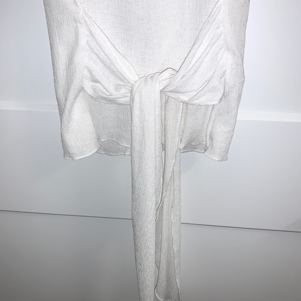Zara White Tie-Front Blouse - Picture 4 of 6